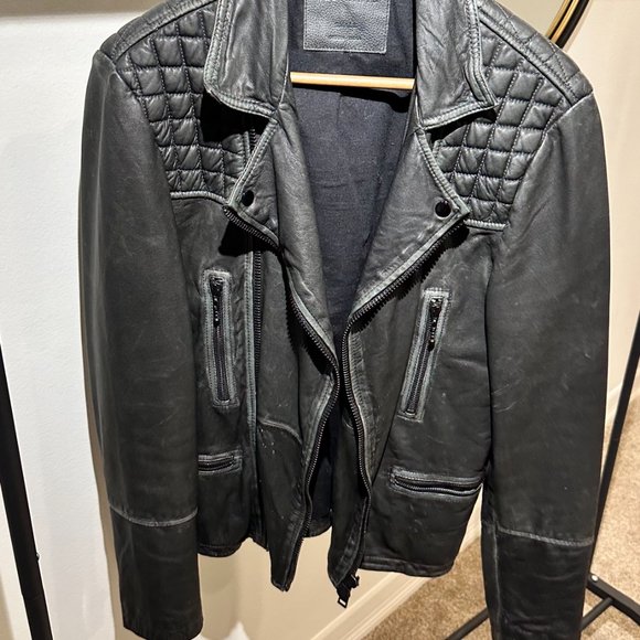 All Saints Cargo Biker Leather Jacket - Picture 3 of 9